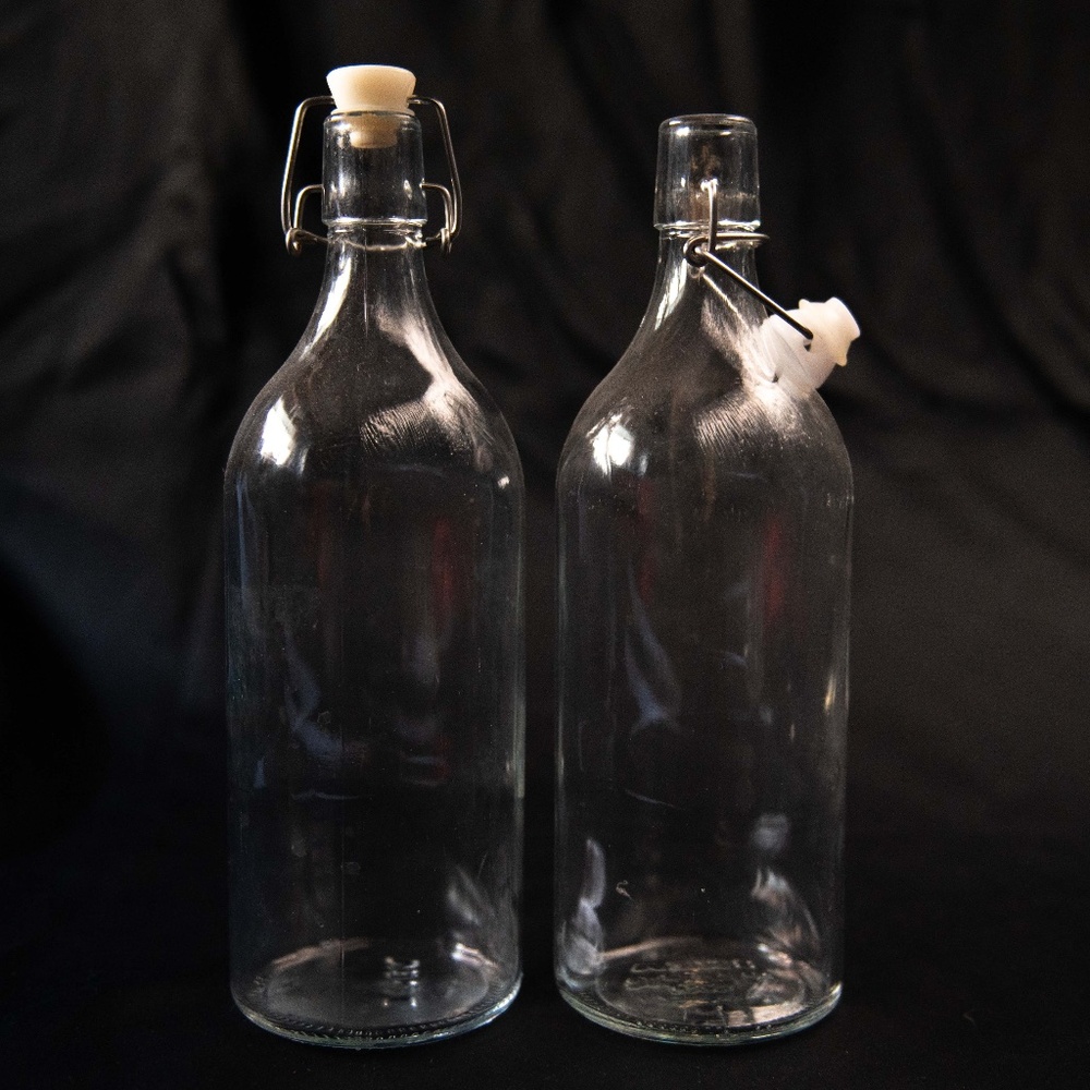 Set of 2 IKEA Korken Glass Flip Swing Top Bottle Carafes